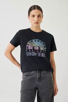 Футболка с эффектом растушевки и радужной графикой Hush, черный