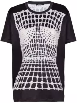 Футболка с эффектом тромплей BALMAIN, черный
