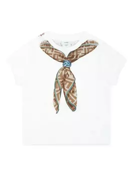 Футболка с эффектом тромплей Fendi Kids, белый