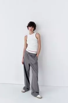 Футболка с эффектом в ребрутку ZARA, белый