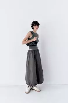 Футболка с эффектом в ребрутку ZARA, серый