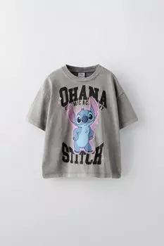 Футболка с эффектом выцветания lilo & stitch disney ZARA, антрацитово-серый
