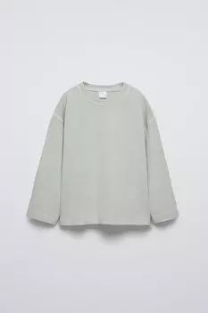 Футболка с эффектом выцветания ZARA, цвет морской волны