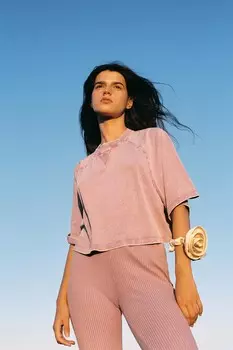 Футболка с эффектом выцветания ZARA, лиловый