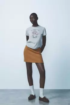 Футболка с эффектом выцветания ZARA, синий