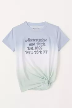 Футболка с эффектом затенения и графикой логотипа Abercrombie & Fitch, синий