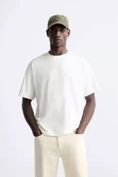 Футболка с акварельным лозунгом ZARA, белый