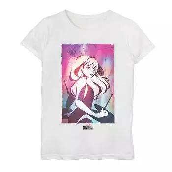 Футболка с акварельным портретом для девочек 7–16 лет Marvel Rising Secret Warriors Spider-Gwen Licensed Character, белый