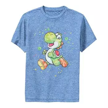 Футболка с акварельными брызгами и портретом для мальчиков 8–20 лет Super Mario Yoshi Licensed Character