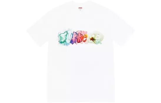 Футболка с акварелью белая Supreme, желтый