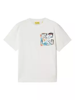 Футболка с акварелью Off-White Kids, белый