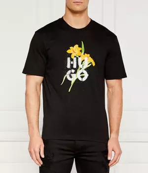 Футболка с эластичным поясом Regular fit Hugo, черный