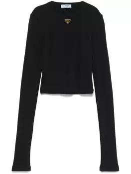 Футболка с эмалевым логотипом Prada, черный