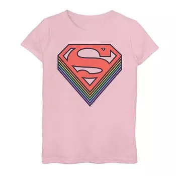 Футболка с эмблемой Superman Pride Drop Shadow для девочек Licensed Character, розовый