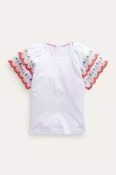 Футболка с английской вышивкой Boden, белый