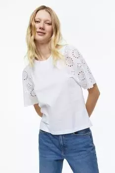Футболка с английской вышивкой H&M, белый