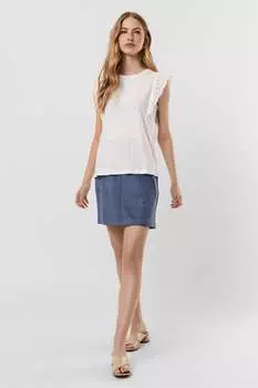 Футболка с английской вышивкой и рюшами VERO MODA, белый