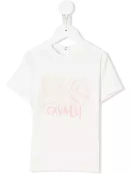 Футболка с анималистичным принтом и логотипом Roberto Cavalli Junior, белый