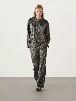 Футболка с анималистичным принтом Massimo Dutti, зеленый