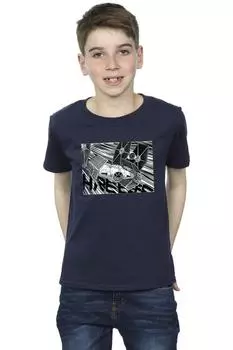 Футболка с аниме-самолетом Star Wars, темно-синий