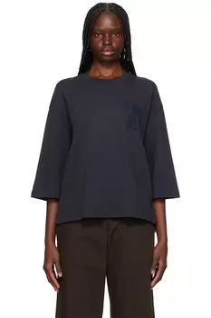 Футболка с аппликацией "Ami de Coeur" из хлопка Ami Paris, синий