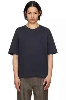 Футболка с аппликацией "Ami de Coeur" из хлопка Ami Paris, синий