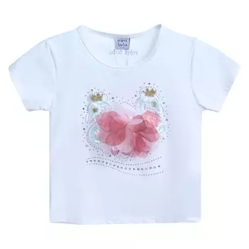 Футболка с аппликацией «Белый лебедь» Mimi Tutu, белый