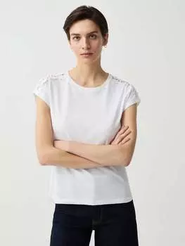 Футболка с аппликацией из цветочного кружева Ovs, цвет optical white