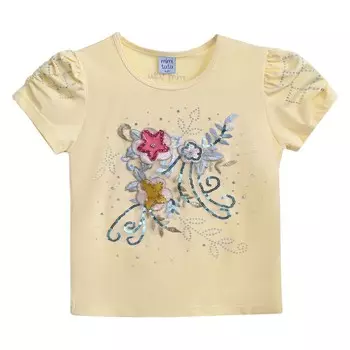 Футболка с аппликацией из желтых цветов Mimi Tutu, желтый
