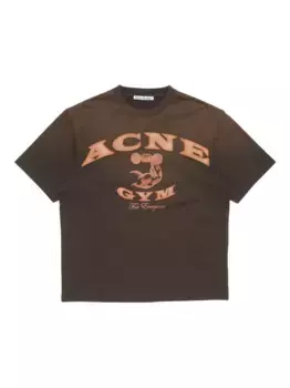 Футболка с аппликацией логотипа Acne Studios, коричневый