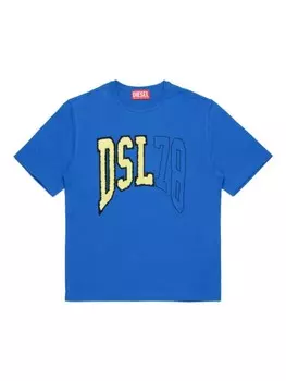 Футболка с аппликацией логотипа Diesel Kids, синий