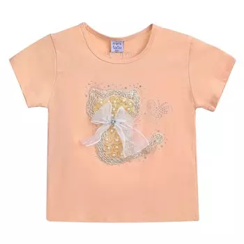 Футболка с аппликацией персикового кота Mimi Tutu, розовый