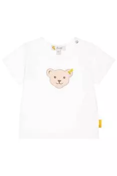 Футболка с аппликацией в виде плюшевого мишки Steiff, белый