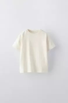 Футболка с аппликациями-бирками ZARA, экрю