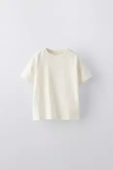 Футболка с аппликациями-бирками ZARA, экрю