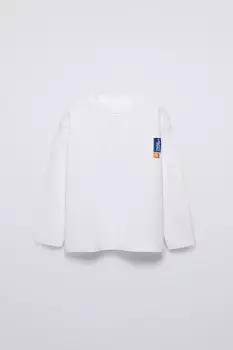 Футболка с аппликациями-бирками ZARA, белый