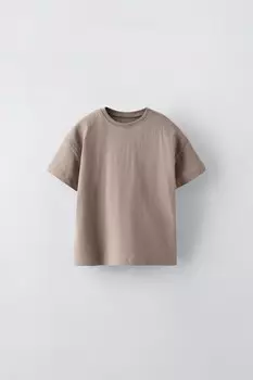 Футболка с аппликациями-бирками ZARA, цвет earth