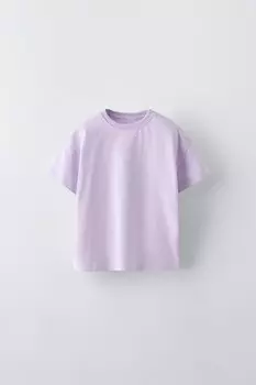 Футболка с аппликациями-бирками ZARA, лиловый