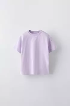 Футболка с аппликациями-бирками ZARA, лиловый