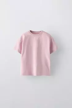 Футболка с аппликациями-бирками ZARA, розовый