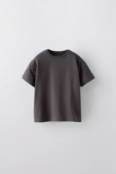 Футболка с аппликациями-бирками ZARA, темный антрацит