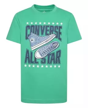 Футболка с арочными кроссовками с надписью Big Boys и графическим рисунком Converse, зеленый