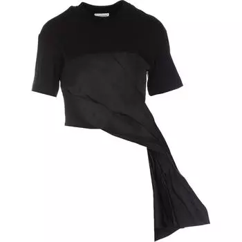 Футболка с асимметричными сборками Alexander McQueen, черный