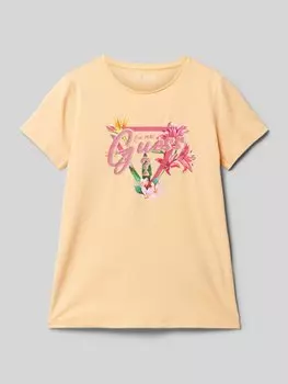 Футболка с этикеткой Guess, светло-оранжевый