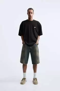 Футболка с этикеткой из тканя Zara, черный
