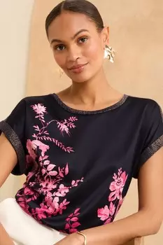 Футболка с атласной передней частью и задней частью из джерси Love & Roses, розовый