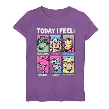 Футболка с атрибутами Marvel Today I Feel Hero для девочек 7–16 лет Licensed Character