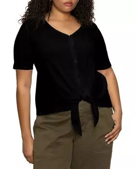 Футболка с ажурной вязкой и завязками Plus Pointelle Sanctuary, черный