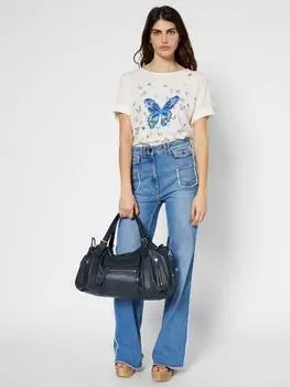 Футболка с бабочкой из жоржета Gerard Darel, цвет Indigo/Multi