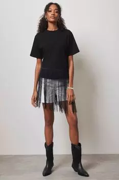 Футболка с бахромой Mint Velvet, черный